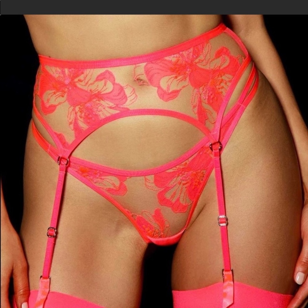 Honey Birdette Marivie Neon Pink Small Suspender NWT